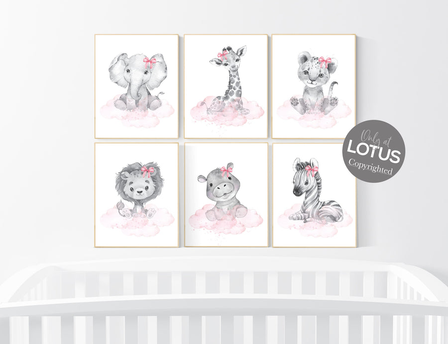 Safari animals, girl nursery decor, safari nursery decor, animal prints for nursery, woodland nursery decor, baby room decor, girls nursery