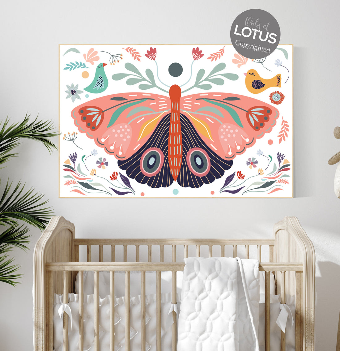 Boho nursery, butterfly nursery decor, girl nursery decor boho, butterfly print wall art, Nursery wall art girl boho, floral nursery