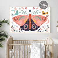 Boho nursery, butterfly nursery decor, girl nursery decor boho, butterfly print wall art, Nursery wall art girl boho, floral nursery