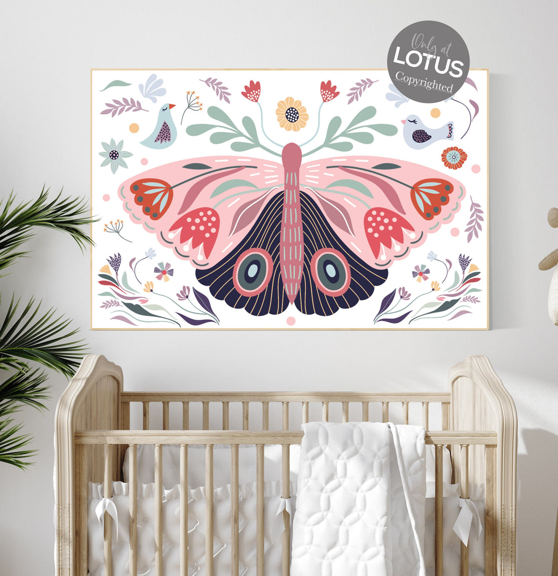 Boho nursery, butterfly nursery decor, girl nursery decor boho, butterfly print wall art, Nursery wall art girl boho, floral nursery