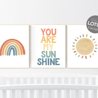 Nursery decor rainbow, neutral Rainbow Wall Art, rainbow Print Set, Cloud Rainbow Sun, Rainbow Wall Art, gender neutral, Watercolor Rainbow