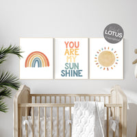 Nursery decor rainbow, neutral Rainbow Wall Art, rainbow Print Set, Cloud Rainbow Sun, Rainbow Wall Art, gender neutral, Watercolor Rainbow