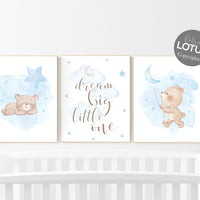 Nursery decor bear, nursery decor boy, bear nursery print, teddy bear decor, nursery wall art animals, boy nursery wall decor, blue nursery