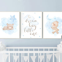 Nursery decor bear, nursery decor boy, bear nursery print, teddy bear decor, nursery wall art animals, boy nursery wall decor, blue nursery