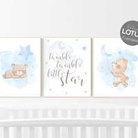 Nursery decor bear, nursery decor boy, bear nursery print, teddy bear decor, boy nursery wall decor, twinkle twinkle little star