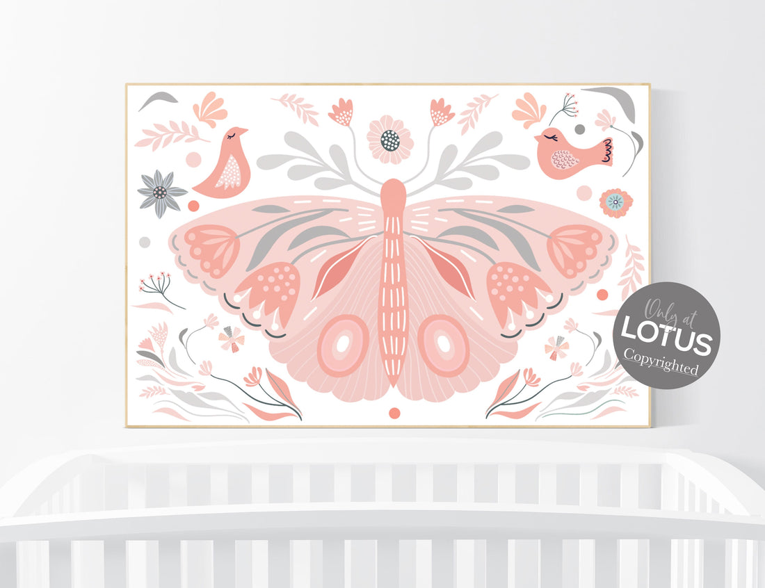 Nursery decor girl butterfly, blush, blush pink nursery art, Butterfly Nursery Art, Butterfly Wall Decor, Blush Pink Nursery Art, girl