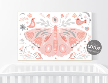 Nursery decor girl butterfly, blush, blush pink nursery art, Butterfly Nursery Art, Butterfly Wall Decor, Blush Pink Nursery Art, girl