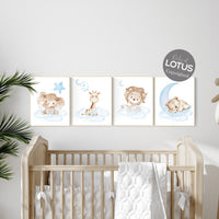 Nursery decor boy elephant, animal nursery, baby blue, bear nursery, giraffe baby room wall art, baby bear, lion nursery, animal prints