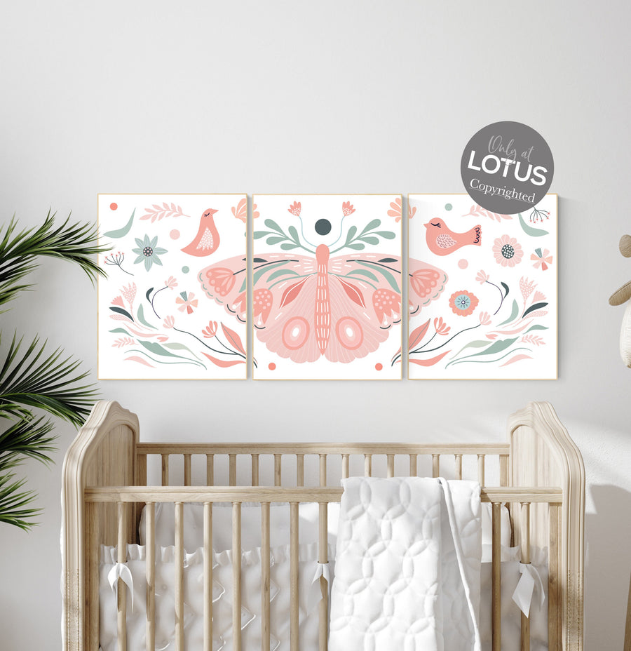 Nursery decor girl butterflies, Butterfly Nursery Art, Girl Nursery Art, Butterfly Nursery Decor for Baby Girl, Butterfly Art, blush pink