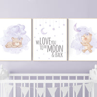 Bear nursery, lilac nursery,  girl nursery decor, Nursery decor girl purple, purple nursery, lavender nursery, teddy bear, girls room decor