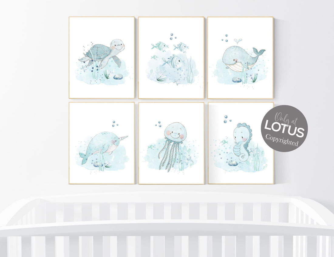 Nursery decor under the sea, ocean nursery, nursery decor boy nautical, nursery decor nautical, sea theme nursery decor, fish, whale, sea