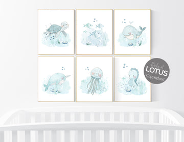 Nursery decor under the sea, ocean nursery, nursery decor boy nautical, nursery decor nautical, sea theme nursery decor, fish, whale, sea