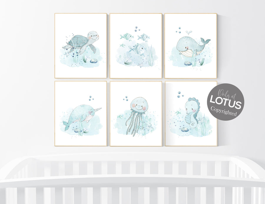 Nursery decor under the sea, ocean nursery, nursery decor boy nautical, nursery decor nautical, sea theme nursery decor, fish, whale, sea