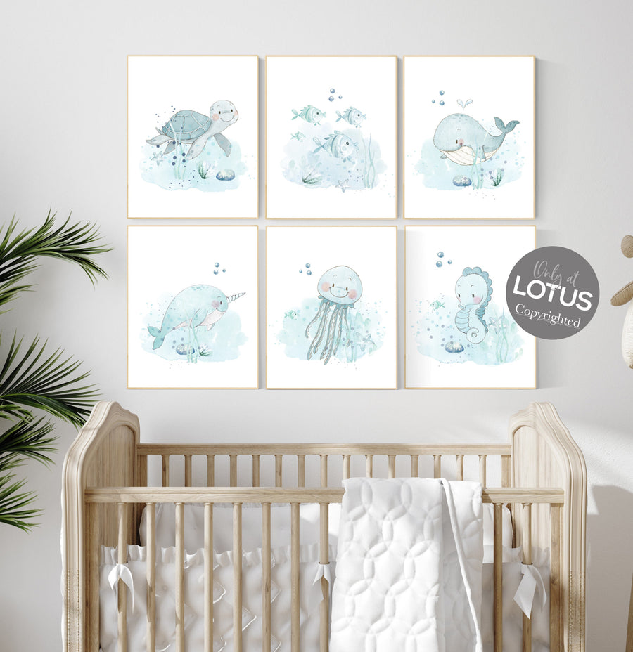 Nursery decor under the sea, ocean nursery, nursery decor boy nautical, nursery decor nautical, sea theme nursery decor, fish, whale, sea