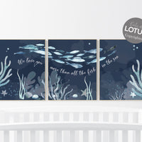 Under the sea wall art, Ocean nursery decor, Nautical nursery print set, under the sea nursery, gender neutral nursery, ocean, nautical