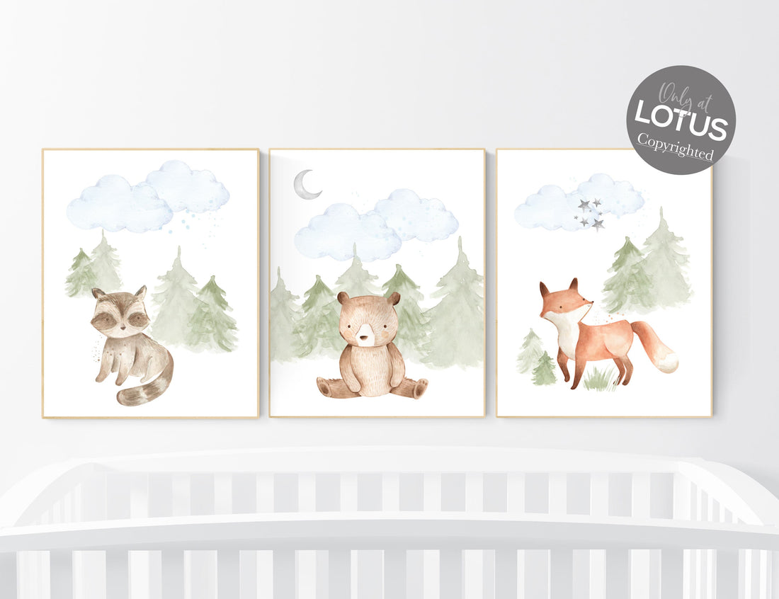 Animal nursery, gender neutral nursery, Woodland Nursery, Woodland Prints, animal prints, Woodland Animal Prints, girl nursery, boy nursery