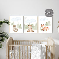 Animal nursery, gender neutral nursery, Woodland Nursery, Woodland Prints, animal prints, Woodland Animal Prints, girl nursery, boy nursery