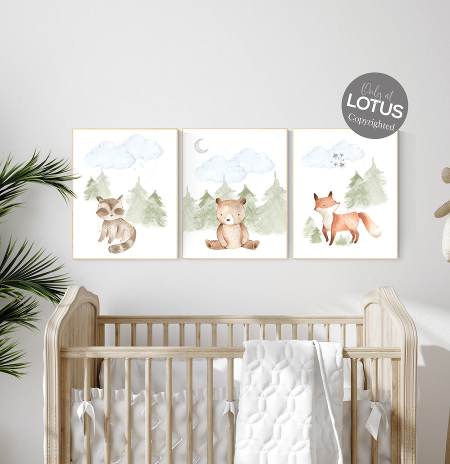 Animal nursery, gender neutral nursery, Woodland Nursery, Woodland Prints, animal prints, Woodland Animal Prints, girl nursery, boy nursery