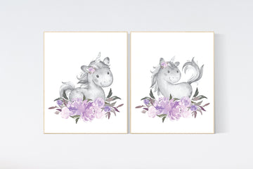 Nursery decor girl purple, unicorn nursery, nursery decor girl floral, lilac nursery decor lavender, lilac nursery, unicorn decor, girl room