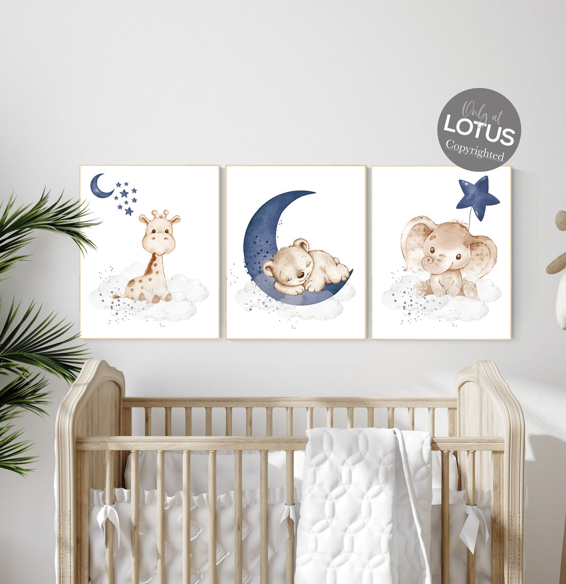 Nursery wall art animals, baby room decor navy blue, baby room decor bear, elephant, giraffe, animal nursery decor, nursery prints