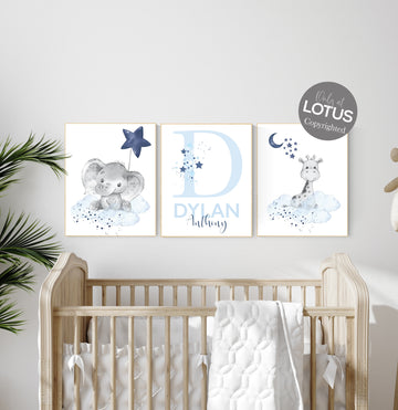 Nursery decor boy, navy blue nursery, elephant,, nursery wall art boy, nursery prints boy, set of 3, navy nursery, name nursery, custom