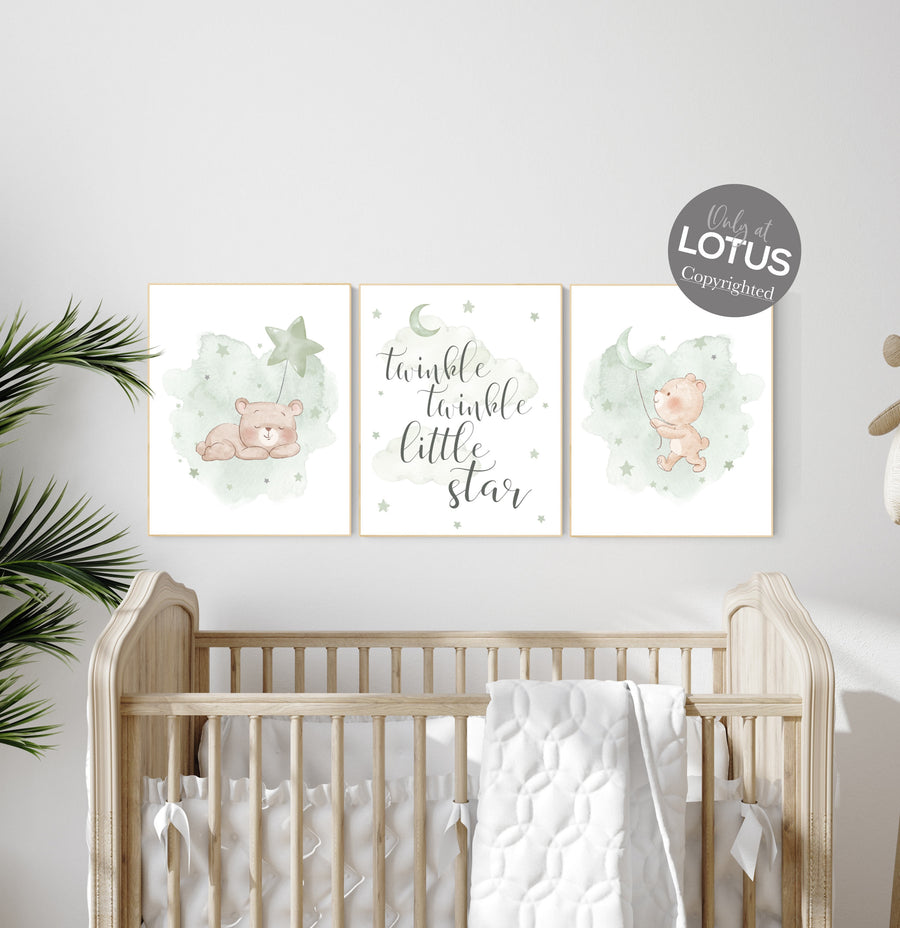 Nursery decor gender neutral, sage green nursery, bear nursery, green nursery, gender neutral nursery, sage green, baby room decor, bear