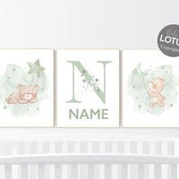 Nursery decor gender neutral, sage green nursery, bear nursery, green nursery, gender neutral nursery, sage green, baby room decor, bear