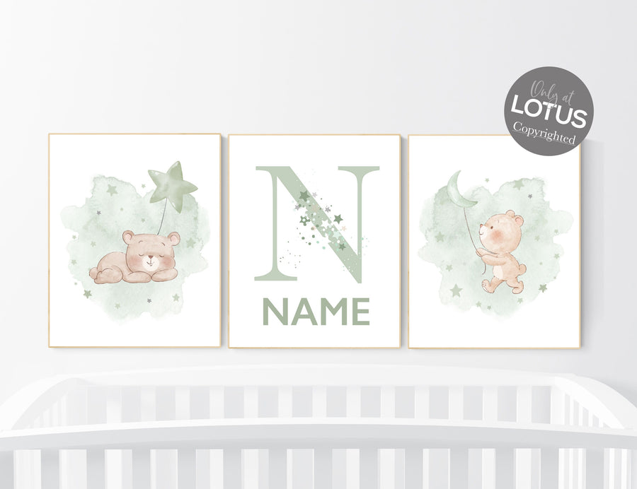 Nursery decor gender neutral, sage green nursery, bear nursery, green nursery, gender neutral nursery, sage green, baby room decor, bear