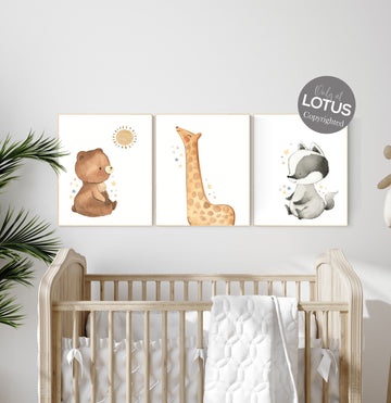 Nursery decor woodland, Woodland Nursery Wall Art, Woodland Print Set, animal prints, Woodland Animal Prints, gender neutral nursery