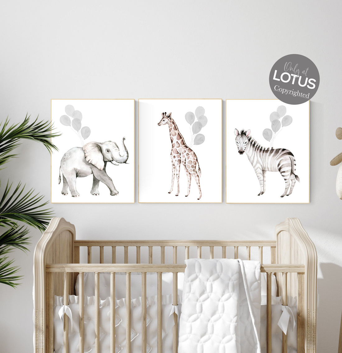 Safari nursery decor, gender neutral nursery, gray nursery decor, safari animals, nursery decor woodland, balloon nursery, animal prints