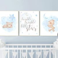 Nursery decor bear, nursery decor boy, bear nursery print, teddy bear decor, boy nursery wall decor, twinkle twinkle little star