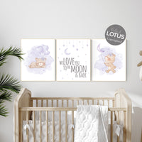 Bear nursery, lilac nursery,  girl nursery decor, Nursery decor girl purple, purple nursery, lavender nursery, teddy bear, girls room decor
