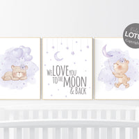 Bear nursery, lilac nursery,  girl nursery decor, Nursery decor girl purple, purple nursery, lavender nursery, teddy bear, girls room decor
