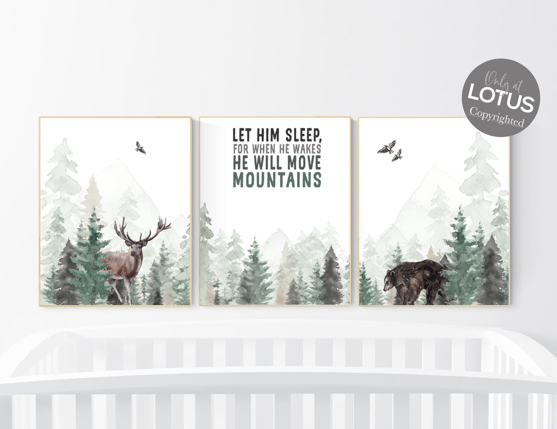 Nursery wall art woodland, forest nursery, woodland nursery prints, adventure nursery, sage green, green nursery, gender neutral nursery