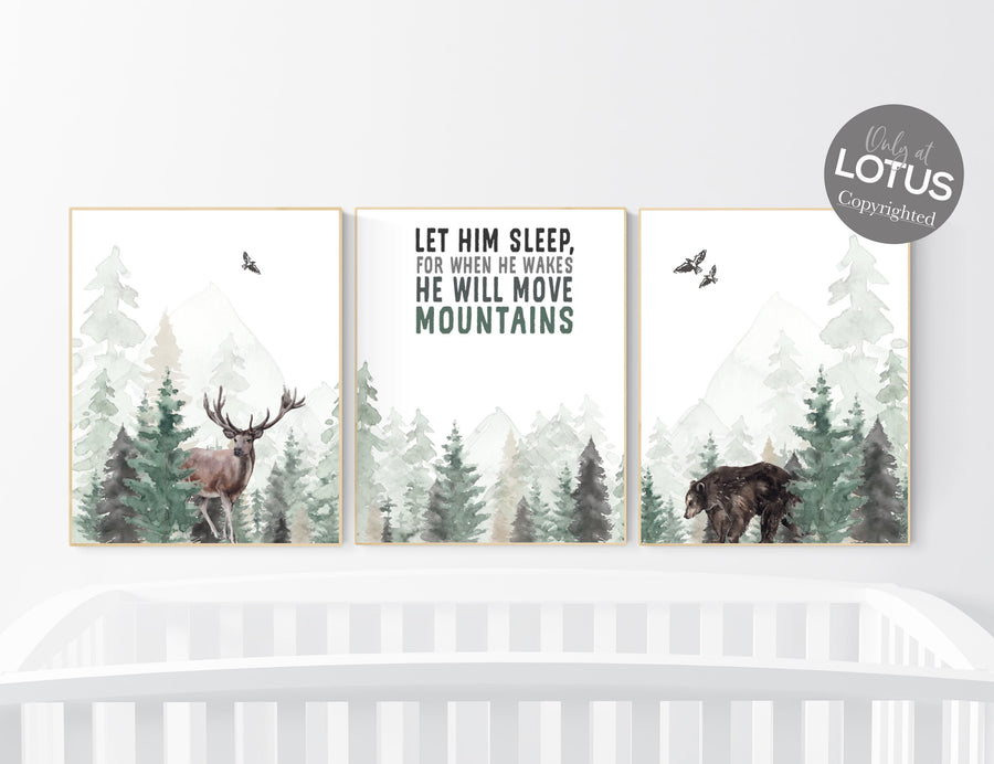 Nursery wall art woodland, forest nursery, woodland nursery prints, adventure nursery, sage green, green nursery, gender neutral nursery