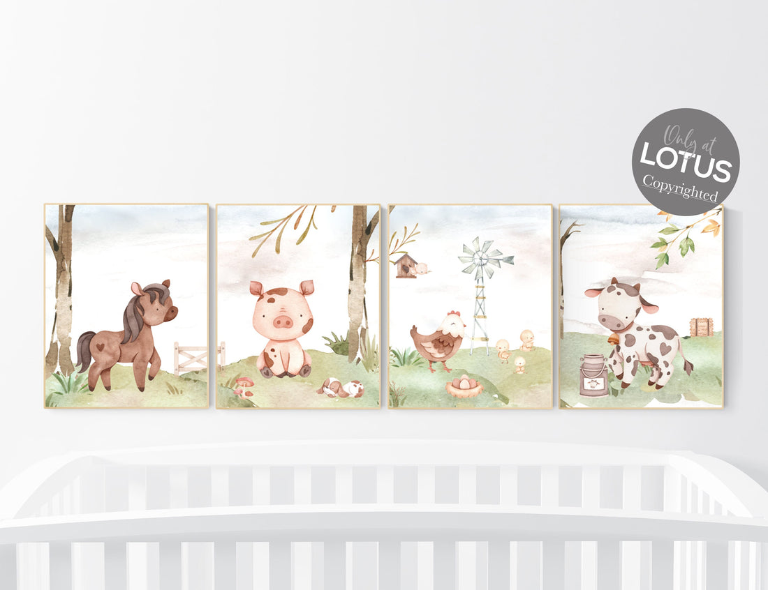 Nursery wall art animals, farm animals, farm nursery, nursery prints gender neutral, animals prints, farm themed nursery, Farm animals print