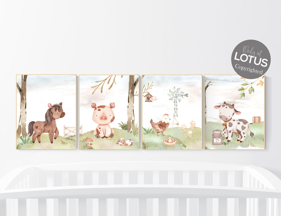 Nursery wall art animals, farm animals, farm nursery, nursery prints gender neutral, animals prints, farm themed nursery, Farm animals print