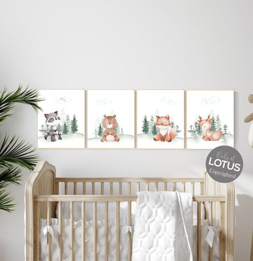 Nursery decor woodland, Woodland Nursery Wall Art, Woodland Print Set, animal prints, Woodland Animal Prints, gender neutral nursery