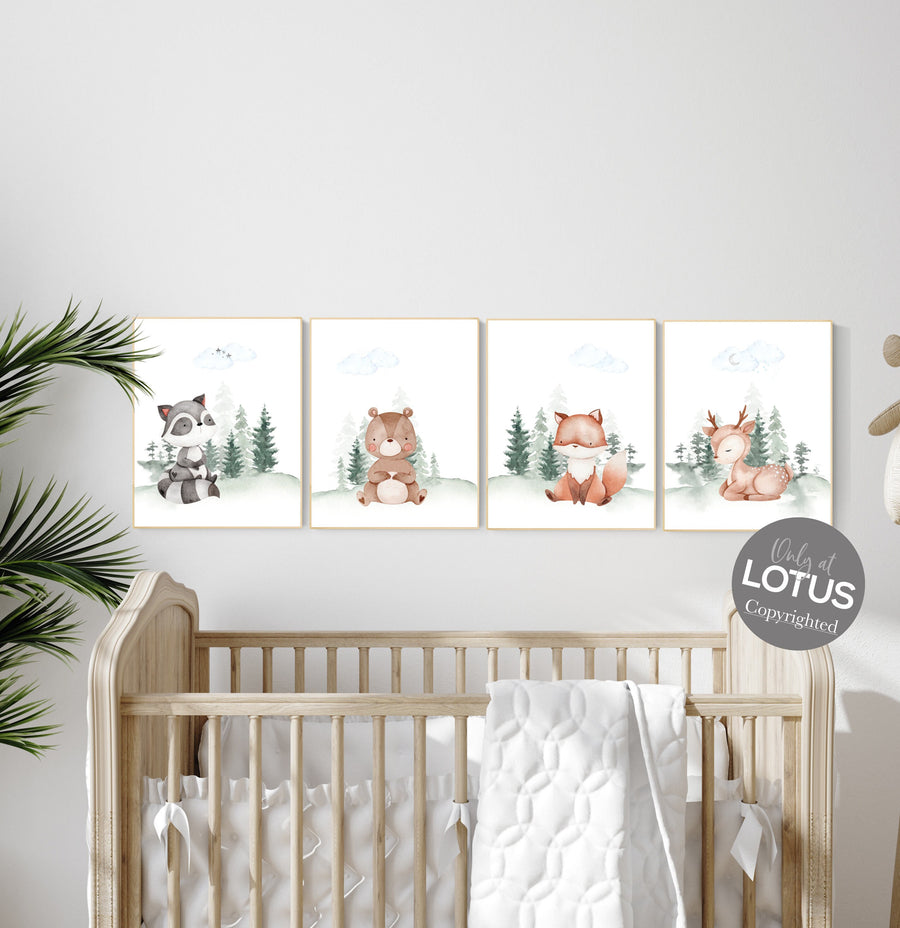 Nursery decor woodland, Woodland Nursery Wall Art, Woodland Print Set, animal prints, Woodland Animal Prints, gender neutral nursery