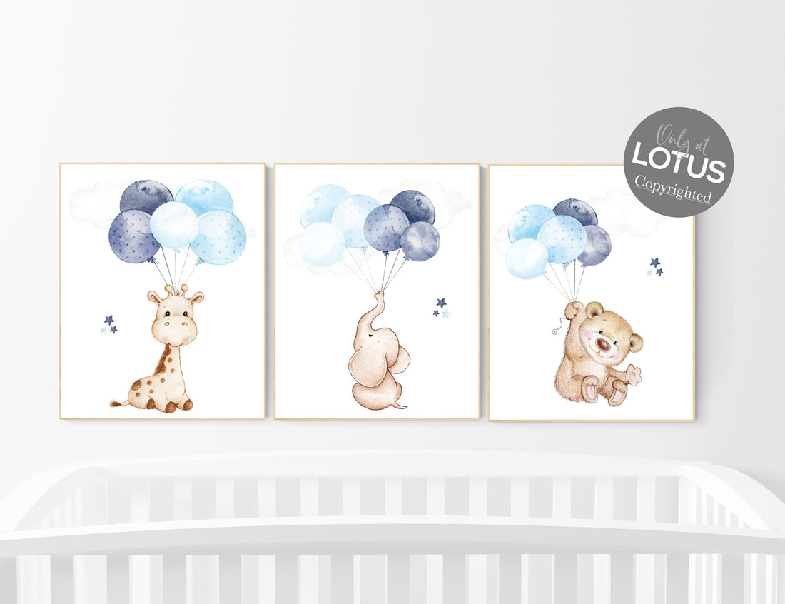 Nursery decor boy, blue nursery, navy blue nursery, blue nursery, animal prints for nursery decor, elephant nursery, nursery prints