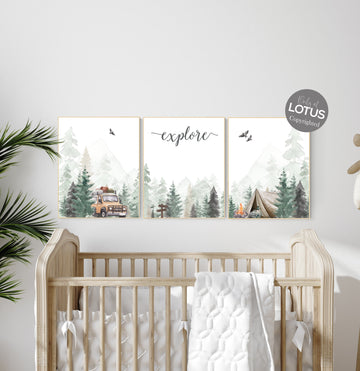 Nursery decor woodland, green nursery, Camping Prints, Adventure Nursery Decor, woodland nursery, forest nursery, explore nursery, sage