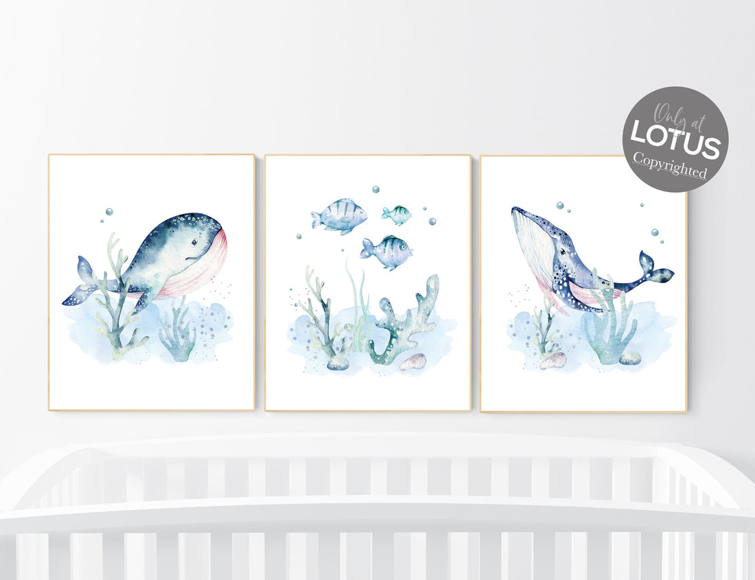 Ocean nursery decor, Nautical nursery print set, under the sea nursery, gender neutral nursery, ocean, nautical, Under the sea wall art