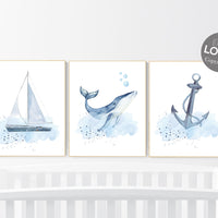 Ocean nursery decor, Nautical nursery print set, under the sea nursery, gender neutral nursery, ocean, nautical, Under the sea wall art