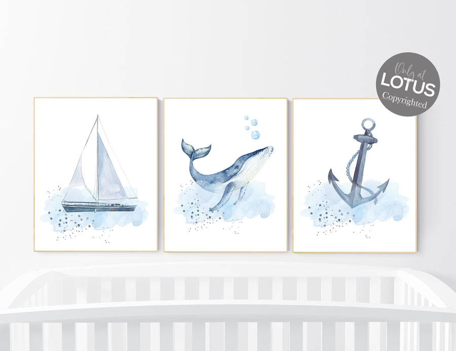 Ocean nursery decor, Nautical nursery print set, under the sea nursery, gender neutral nursery, ocean, nautical, Under the sea wall art