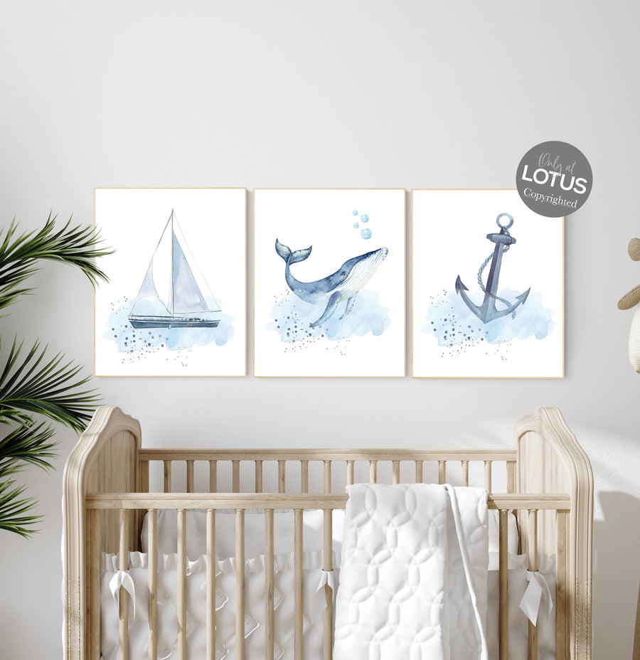 Ocean nursery decor, Nautical nursery print set, under the sea nursery, gender neutral nursery, ocean, nautical, Under the sea wall art