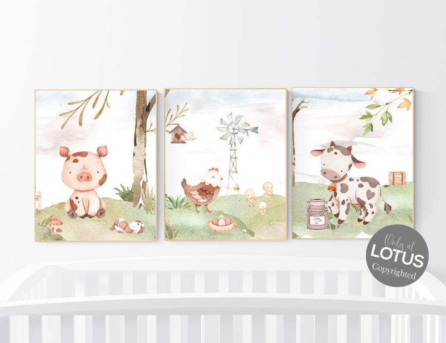 Nursery wall art animals, farm animals, farm nursery, nursery prints gender neutral, animals prints, farm themed nursery, Farm animals print