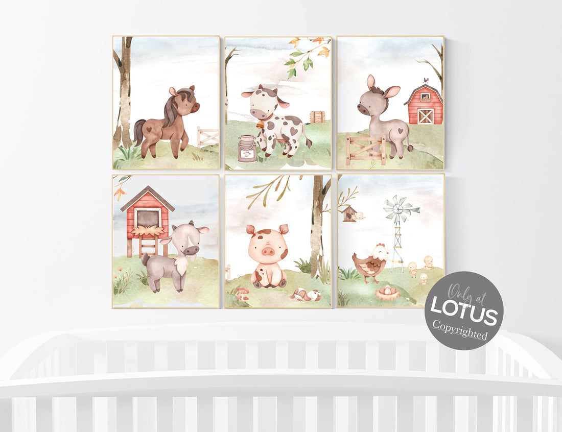 Nursery wall art animals, farm animals, farm nursery, nursery prints gender neutral, animals prints, farm themed nursery, Farm animals print