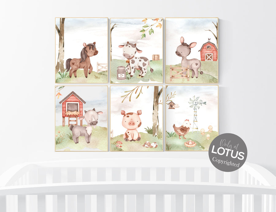 Nursery wall art animals, farm animals, farm nursery, nursery prints gender neutral, animals prints, farm themed nursery, Farm animals print