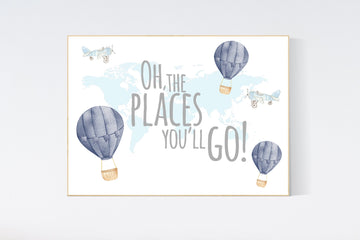 Hot air balloon nursery, Plane nursery, Nursery decor boy nursery, travel theme nursery, planes nursery wall art, boys room decor