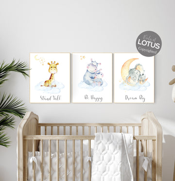 Nursery decor floral jungle, nursery decor animals, Nursery prints, gender neutral nursery, elephant nursery, giraffe nursery, hippo nursery